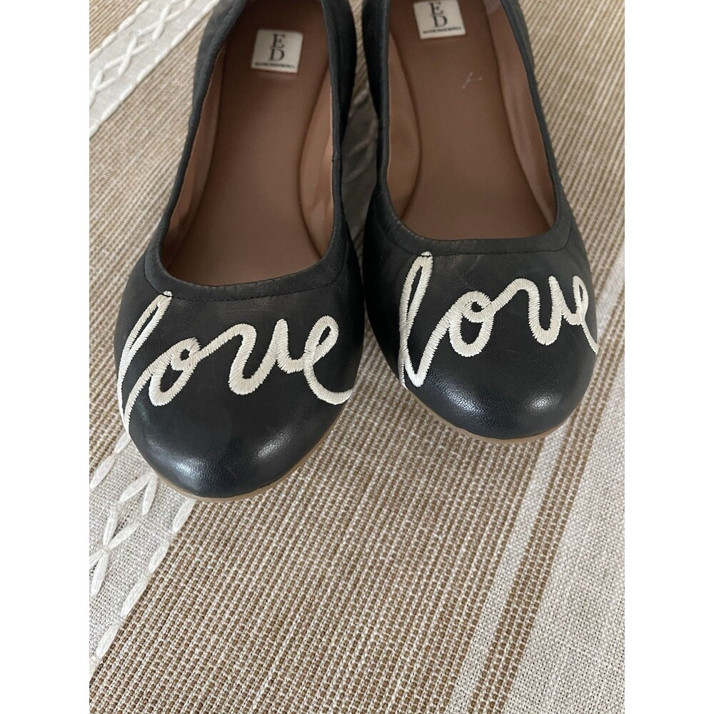 ED Love Ballet Flats Black Leather Slip On NEW Women’s 9 - Picture 2 of 5